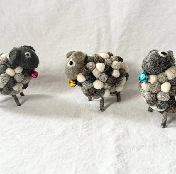 Needle Felted Ball Sheep