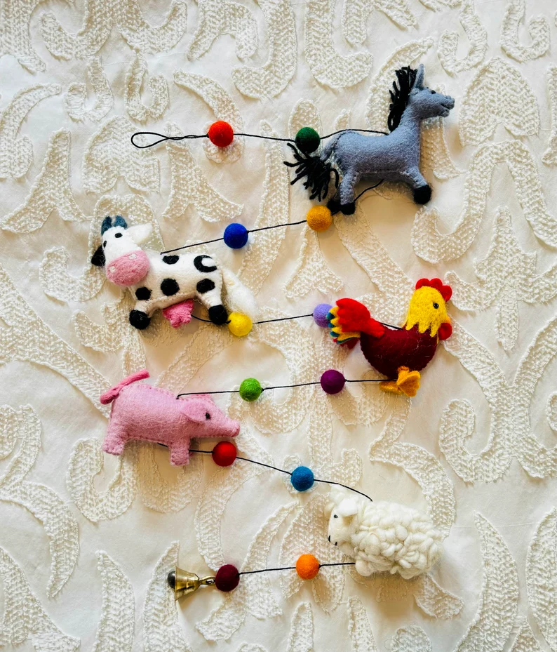 Felt Farming Animal Garland
