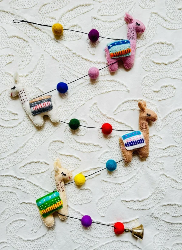 Needle Felted Llama Garland