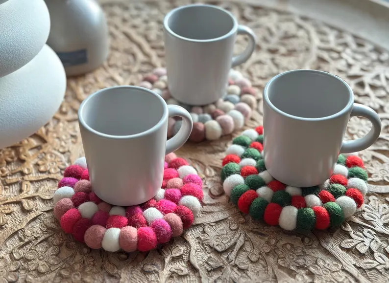 Christmas Felt Coasters Set of Five Pieces