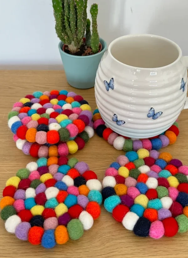 Multi Colored Felt Coasters Set of Five