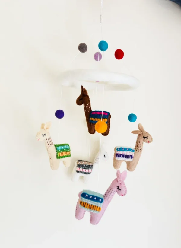Needle Felted Llama Nursery Mobile