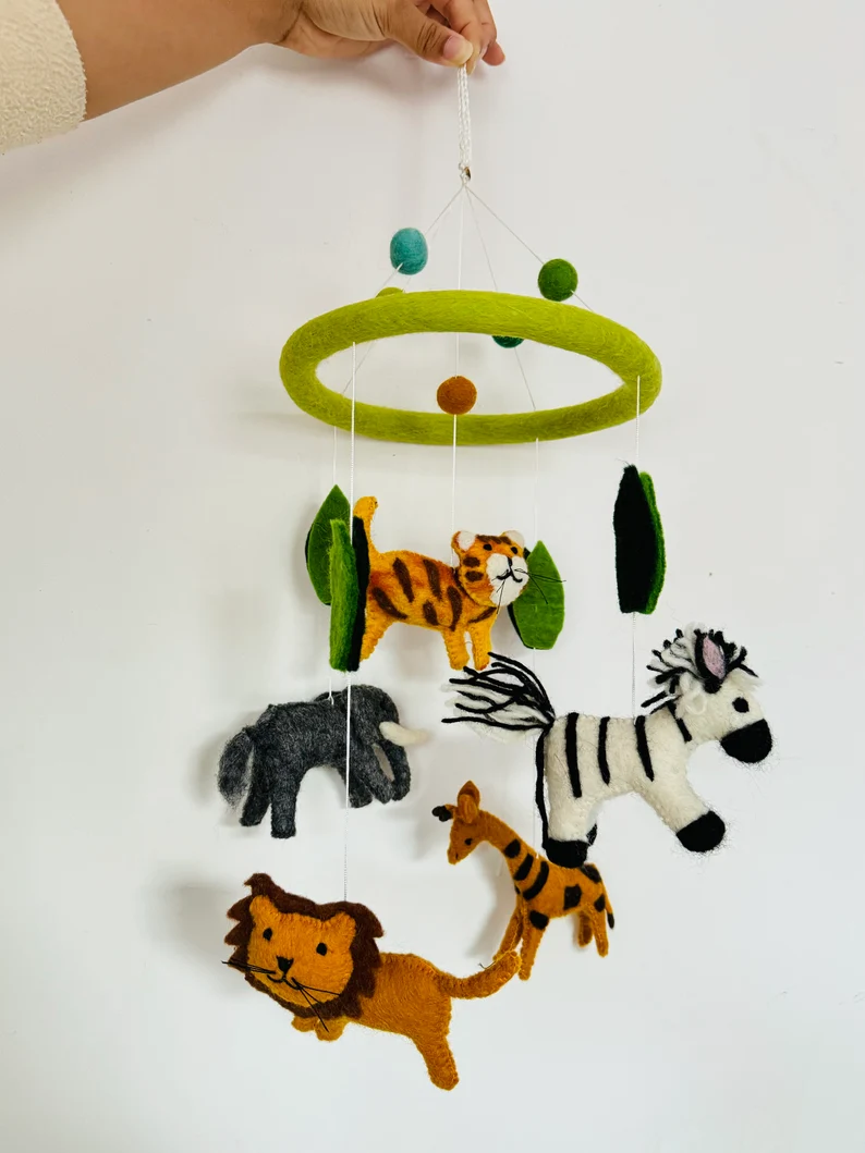 Needle Felt Baby Safari Mobile