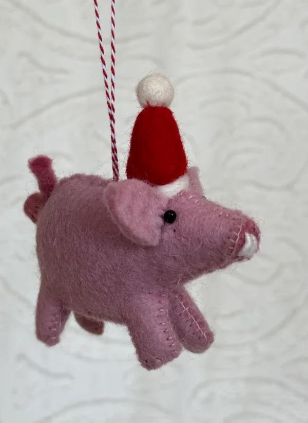 Pig Christmas Ornament With Hat