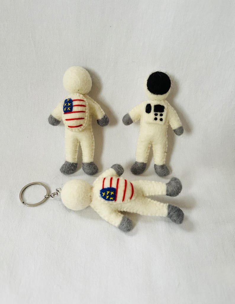 Needle Felted Astronaut Keychain