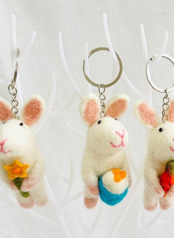 Needle Felted Bunny Keychain