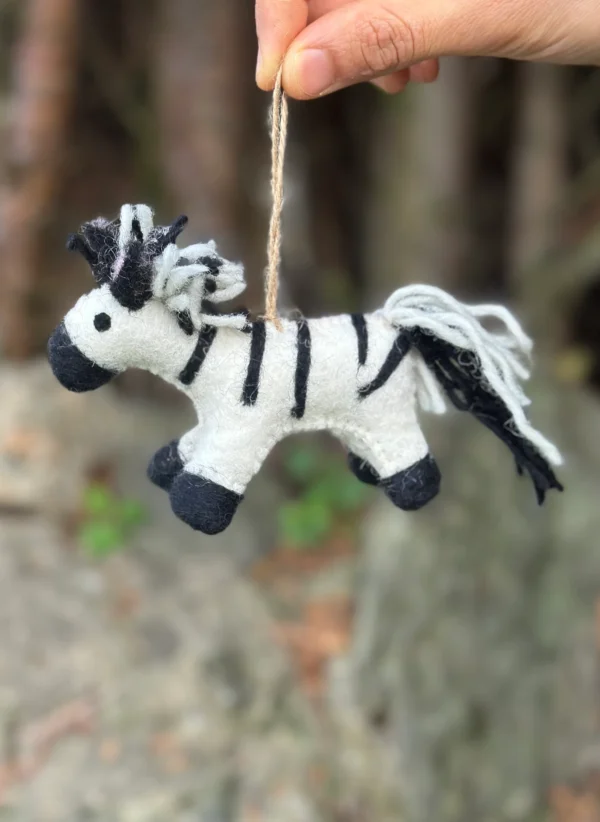 Needle Felt Zebra Ornament