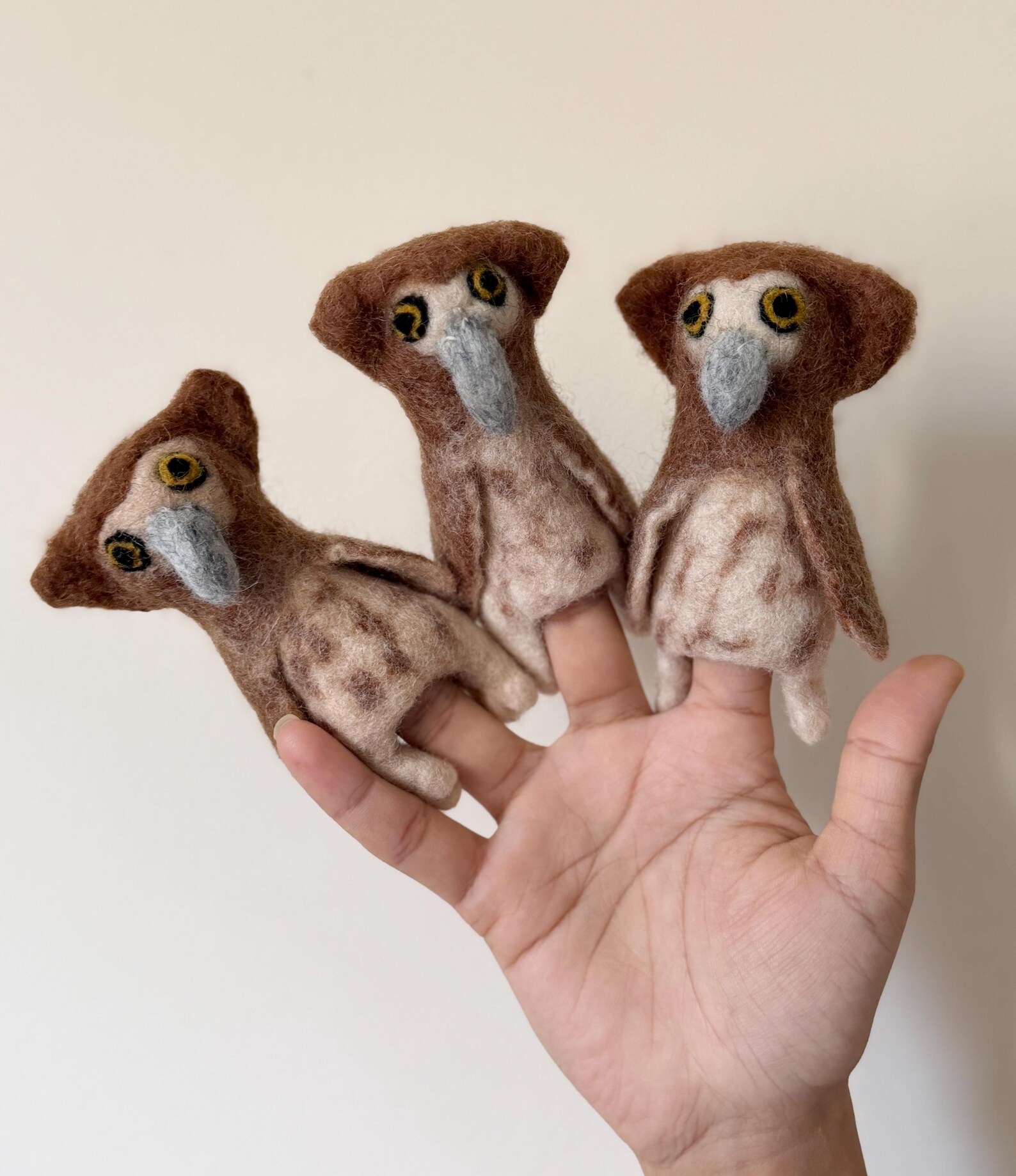 Needle Felt Owl Finger Puppet | Fair Trade New Zealand Wool - Image 3