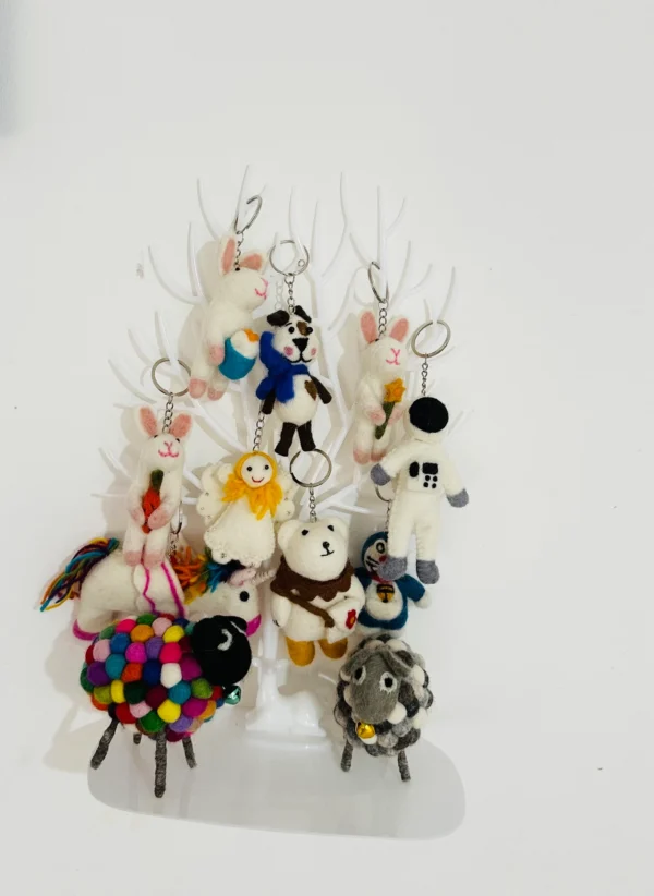 Needle Felted Animal Keychain: Handmade Wool Ornament