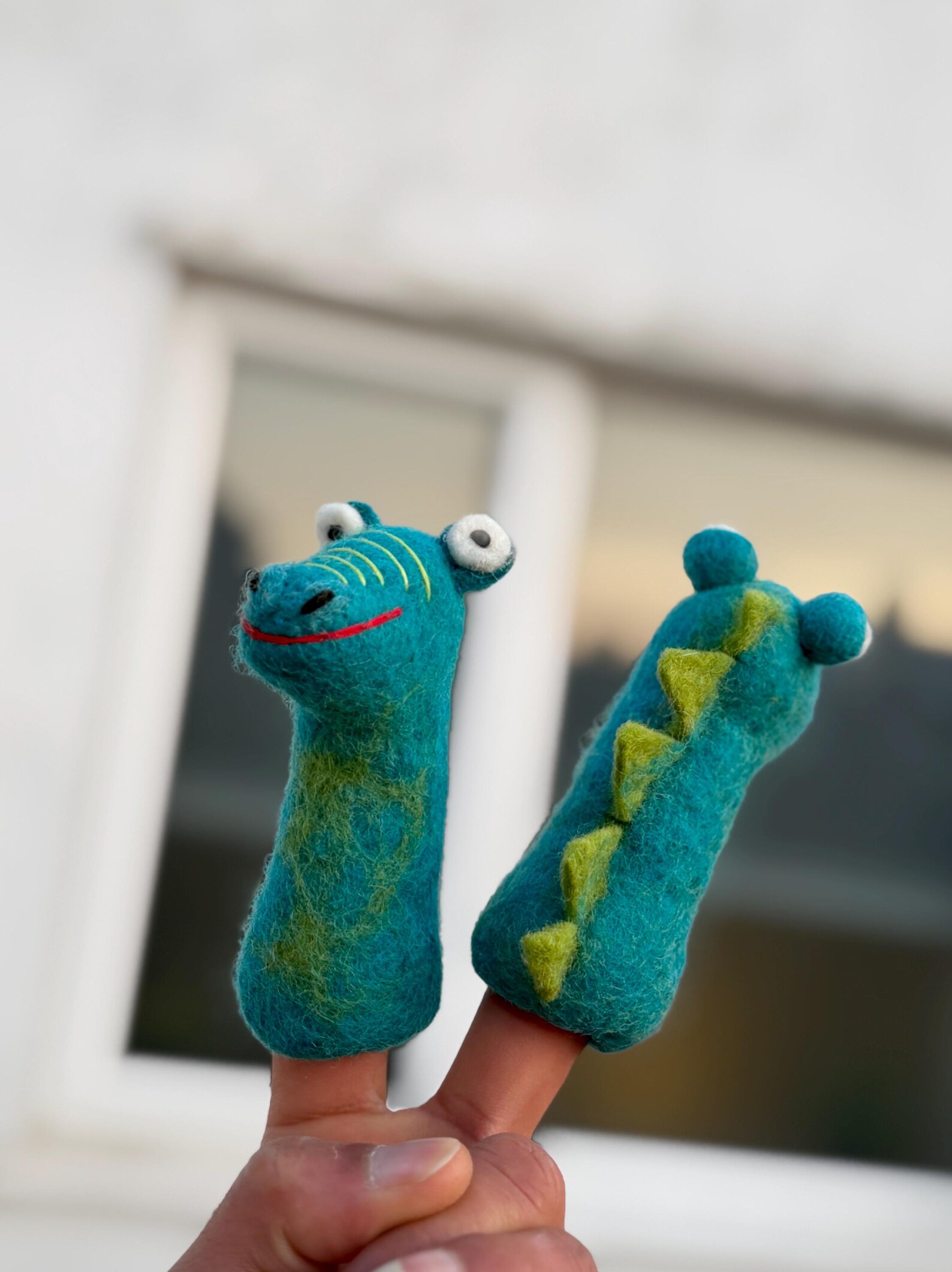 Felt Alligator Finger Puppet | Handmade New Zealand Wool - Image 2