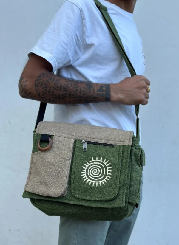 Boho Embroidered Crossbody Bag: Himalayan Cotton Messenger Bag, Handmade in Nepal