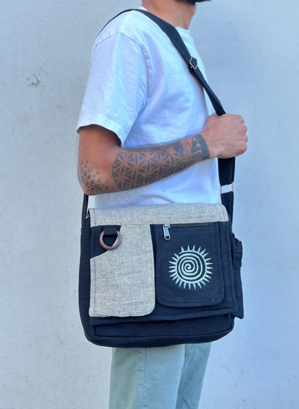 Boho Embroidered Cotton Crossbody Bag: Handmade Nepali Messenger Bag