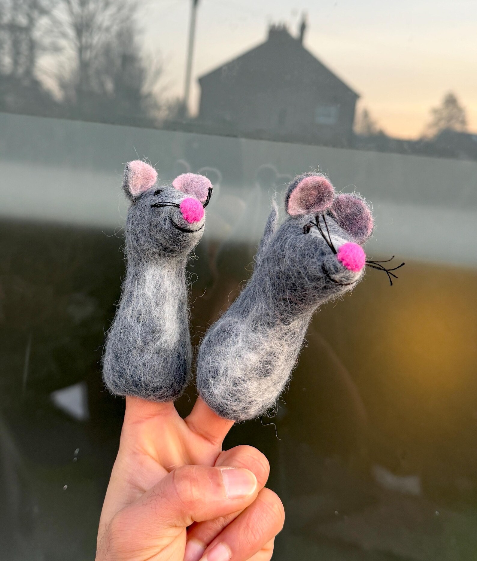 Handmade Wool Felt Mouse Finger Puppet | Fair Trade Toy - Image 6