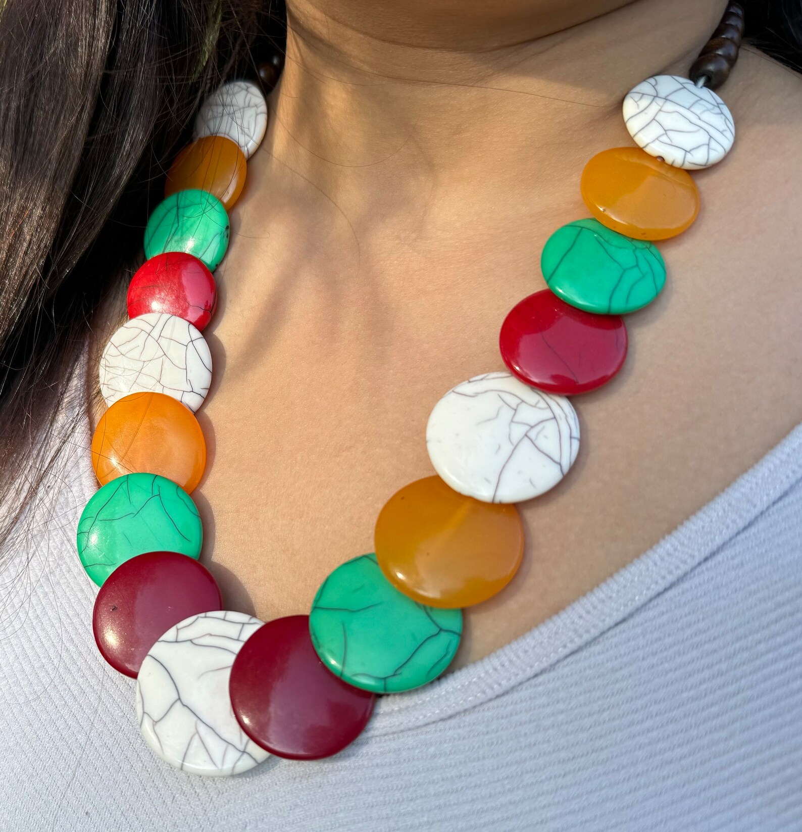 Handmade Fairtrade Resin Bead Necklace: Colorful Statement Jewelry