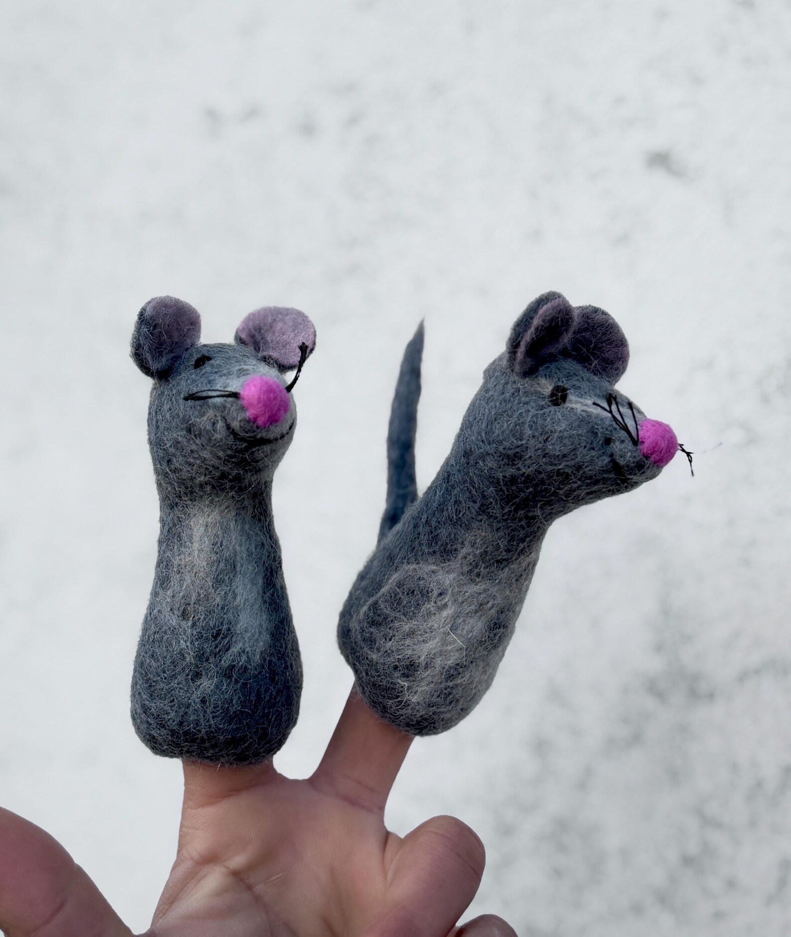 Handmade Wool Felt Mouse Finger Puppet | Fair Trade Toy - Image 4