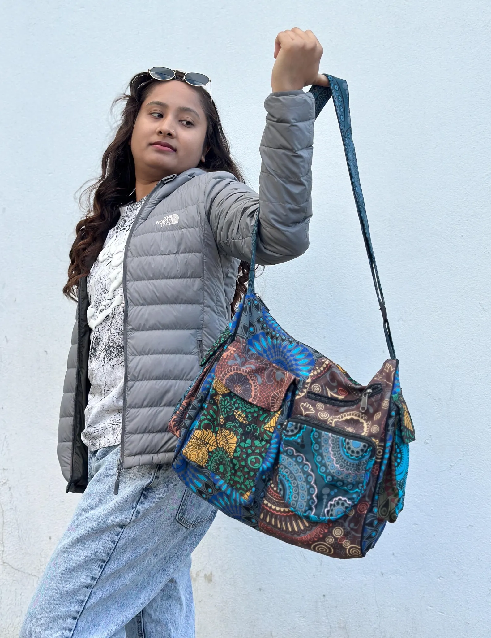 Boho Embroidered Cotton Crossbody Bag: Handmade Himalayan Messenger - Image 3