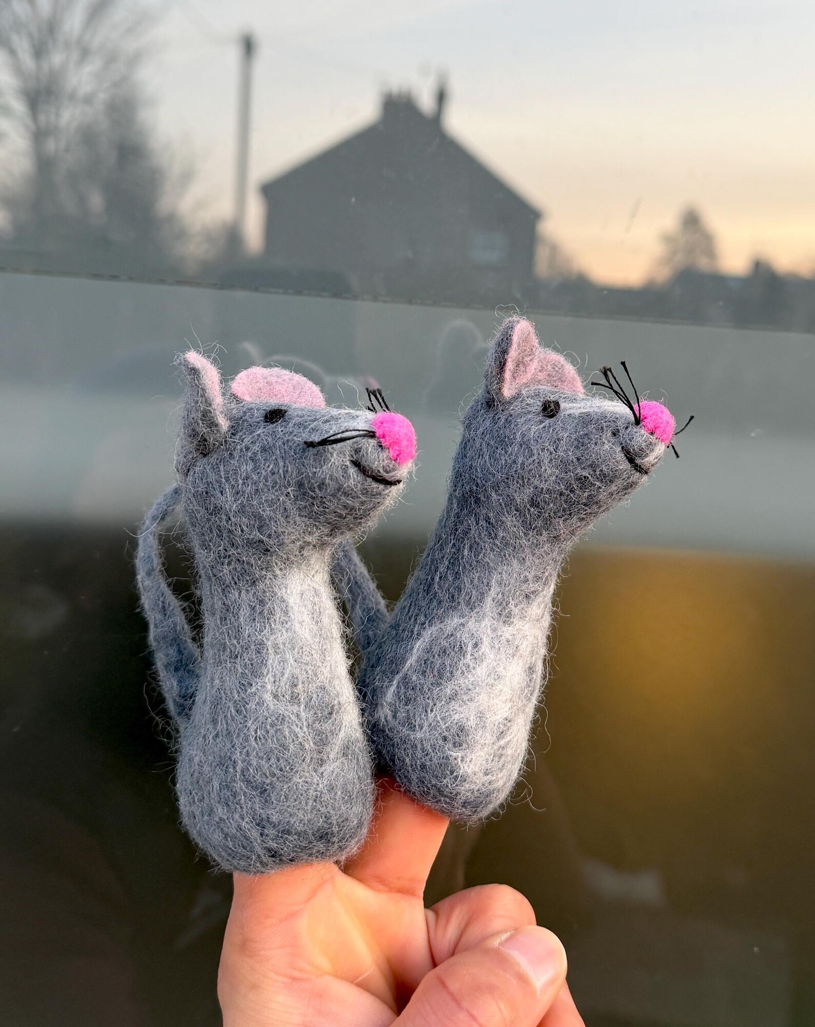 Handmade Wool Felt Mouse Finger Puppet | Fair Trade Toy - Image 3