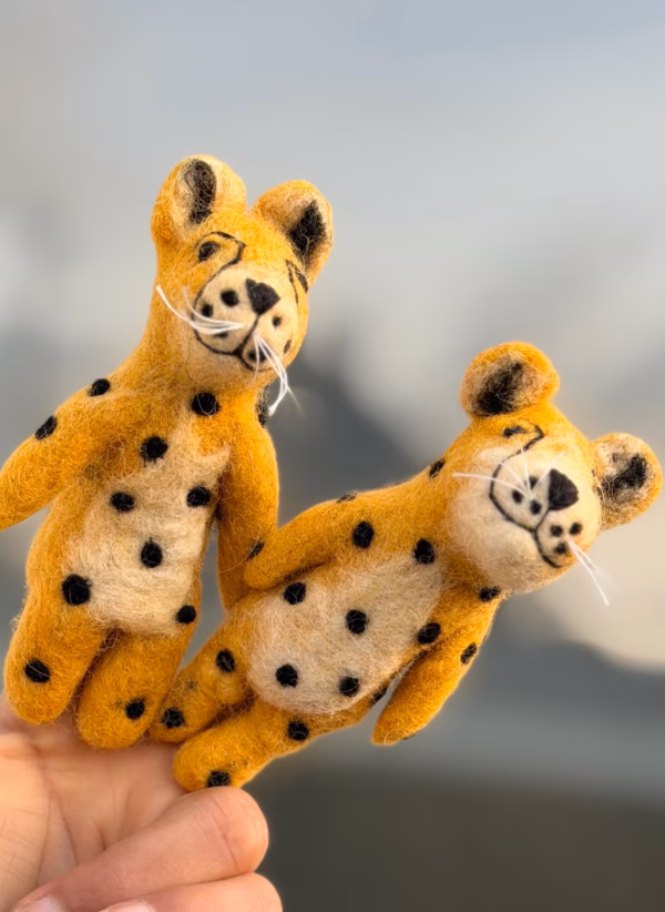Handmade Wool Felt Cheetah Finger Puppet | Fair Trade Toy