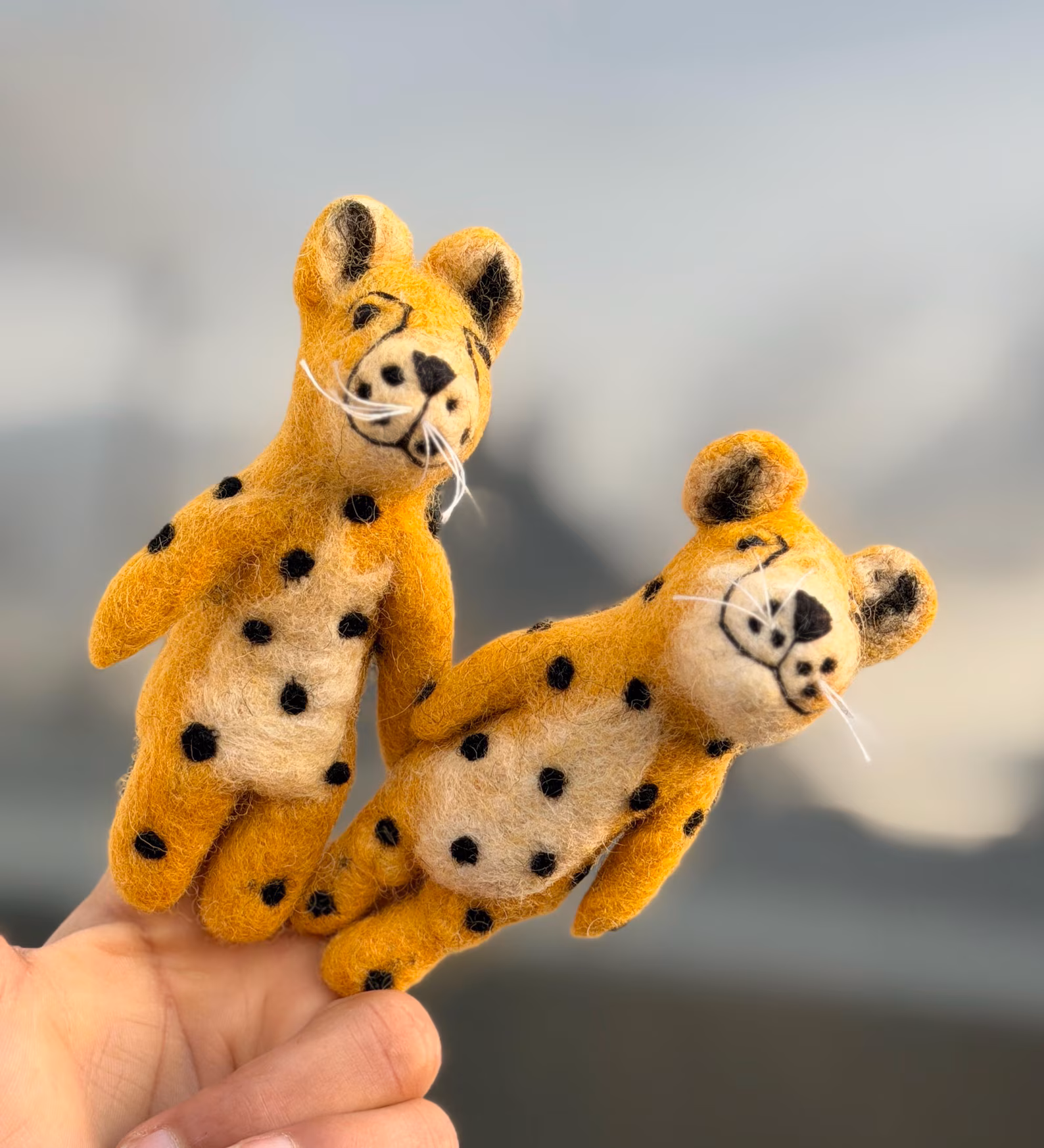 Handmade Wool Felt Cheetah Finger Puppet | Fair Trade Toy