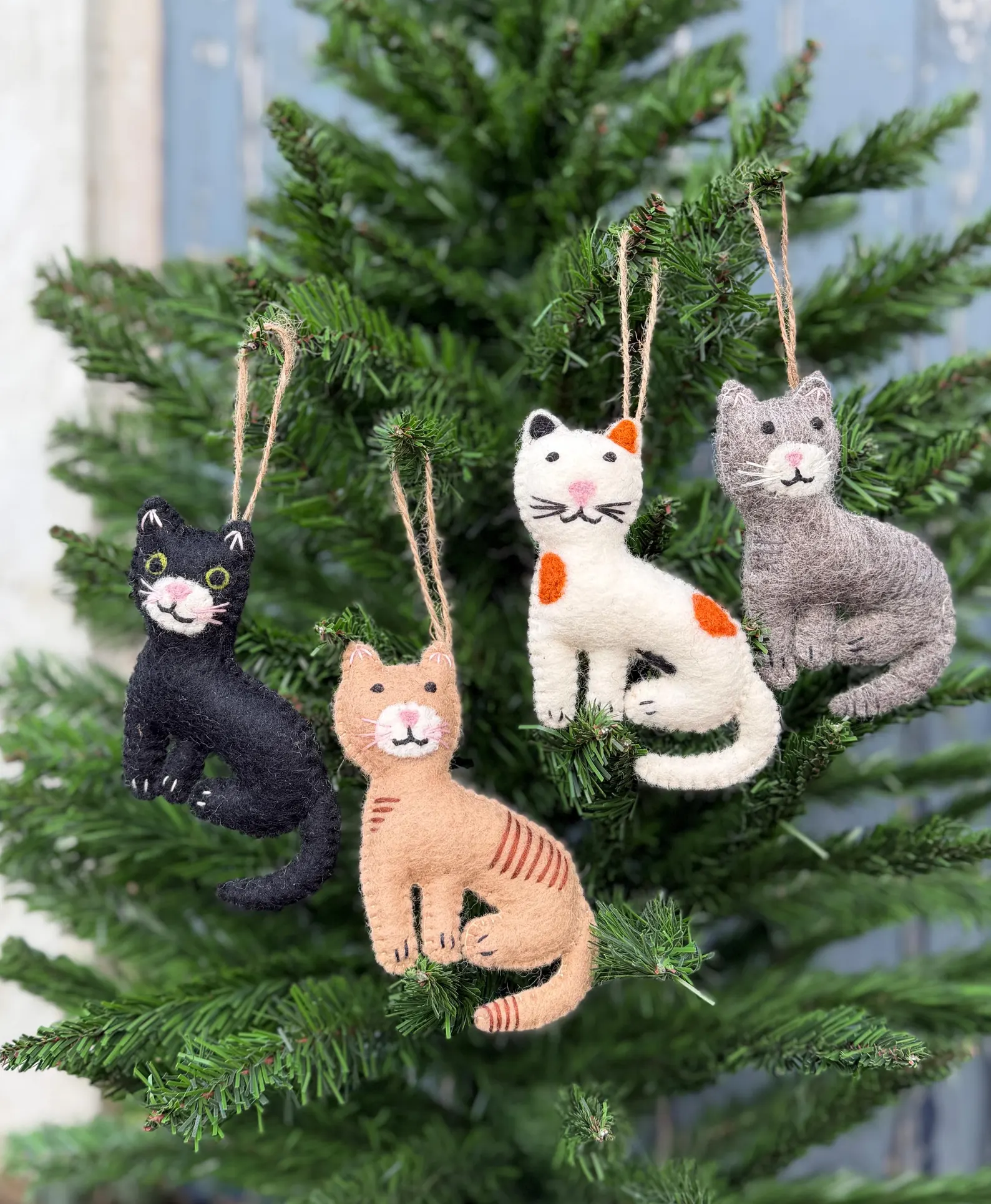 Handmade Needle Felt Grey Cat Christmas Ornament - Image 3