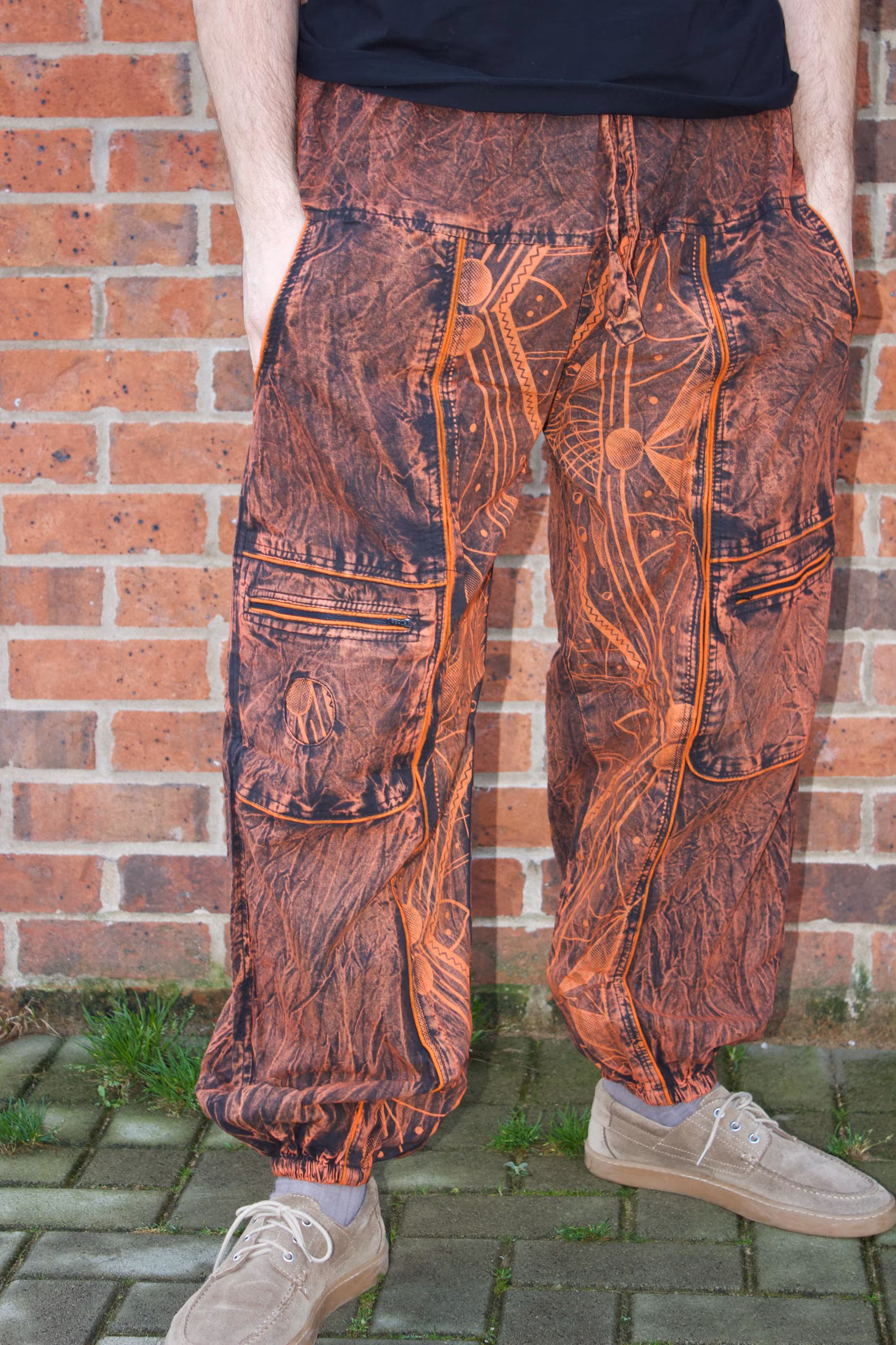 Handmade Cotton Cargo Pants | Unique Print, Boho Hippie Style, Nepali Craftsmanship - Image 5