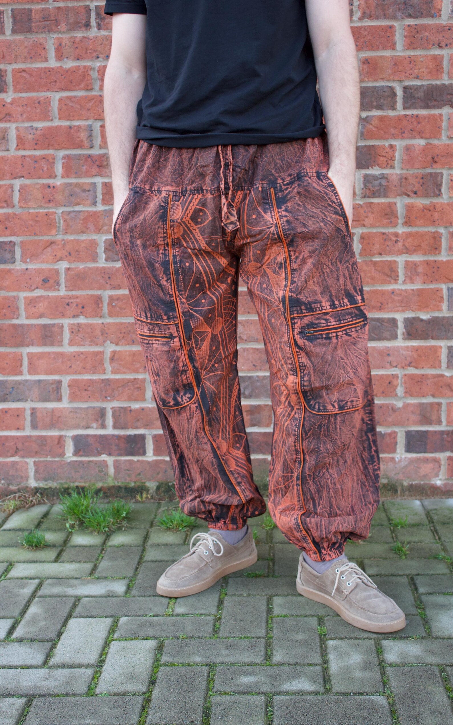 Handmade Cotton Cargo Pants | Unique Print, Boho Hippie Style, Nepali Craftsmanship - Image 4