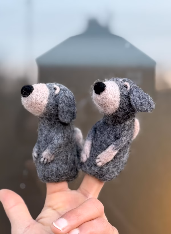 Needle Felted Dog Finger Puppet | Handmade Wool Toy