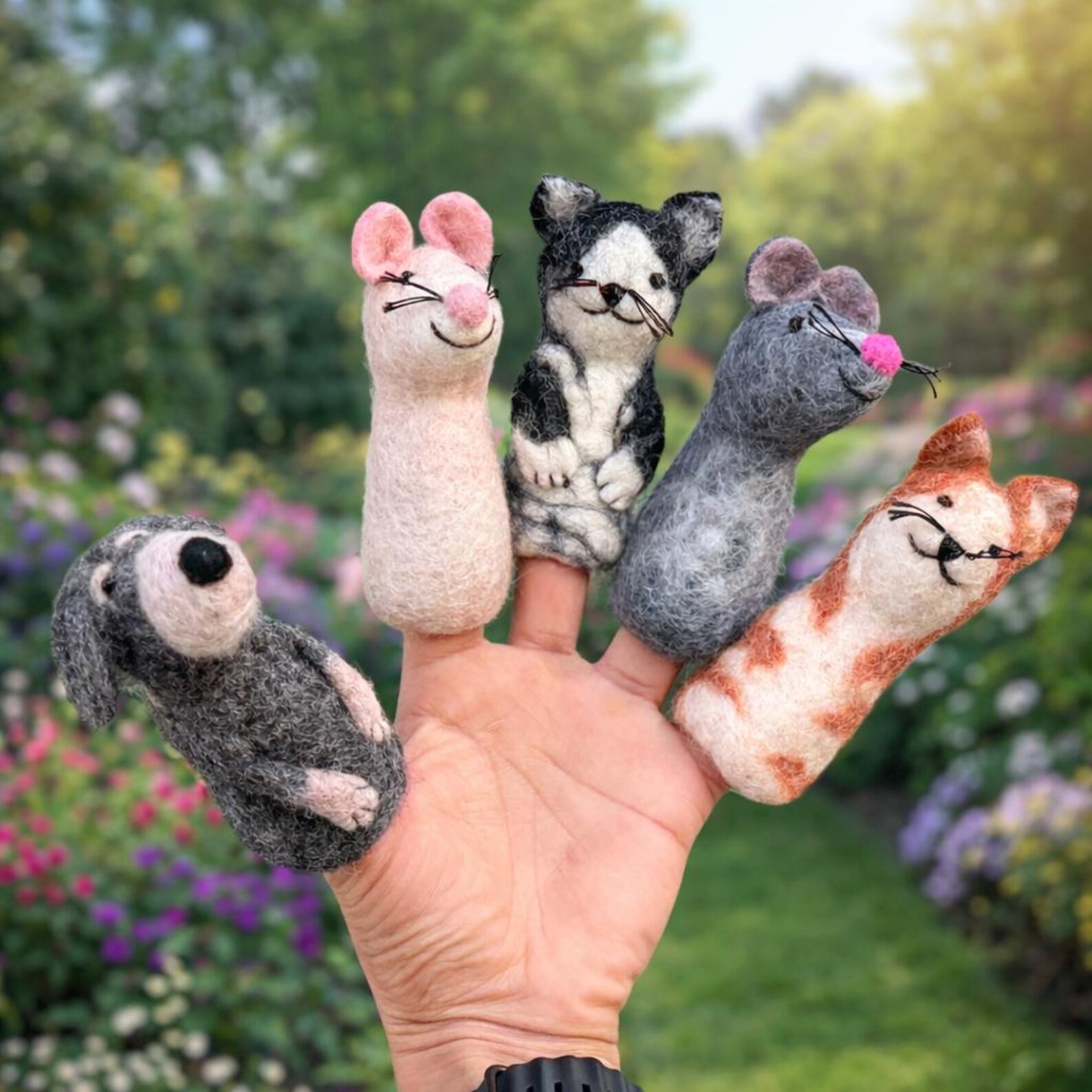 Handmade Wool Felt Animal Finger Puppets | Kids Storytelling