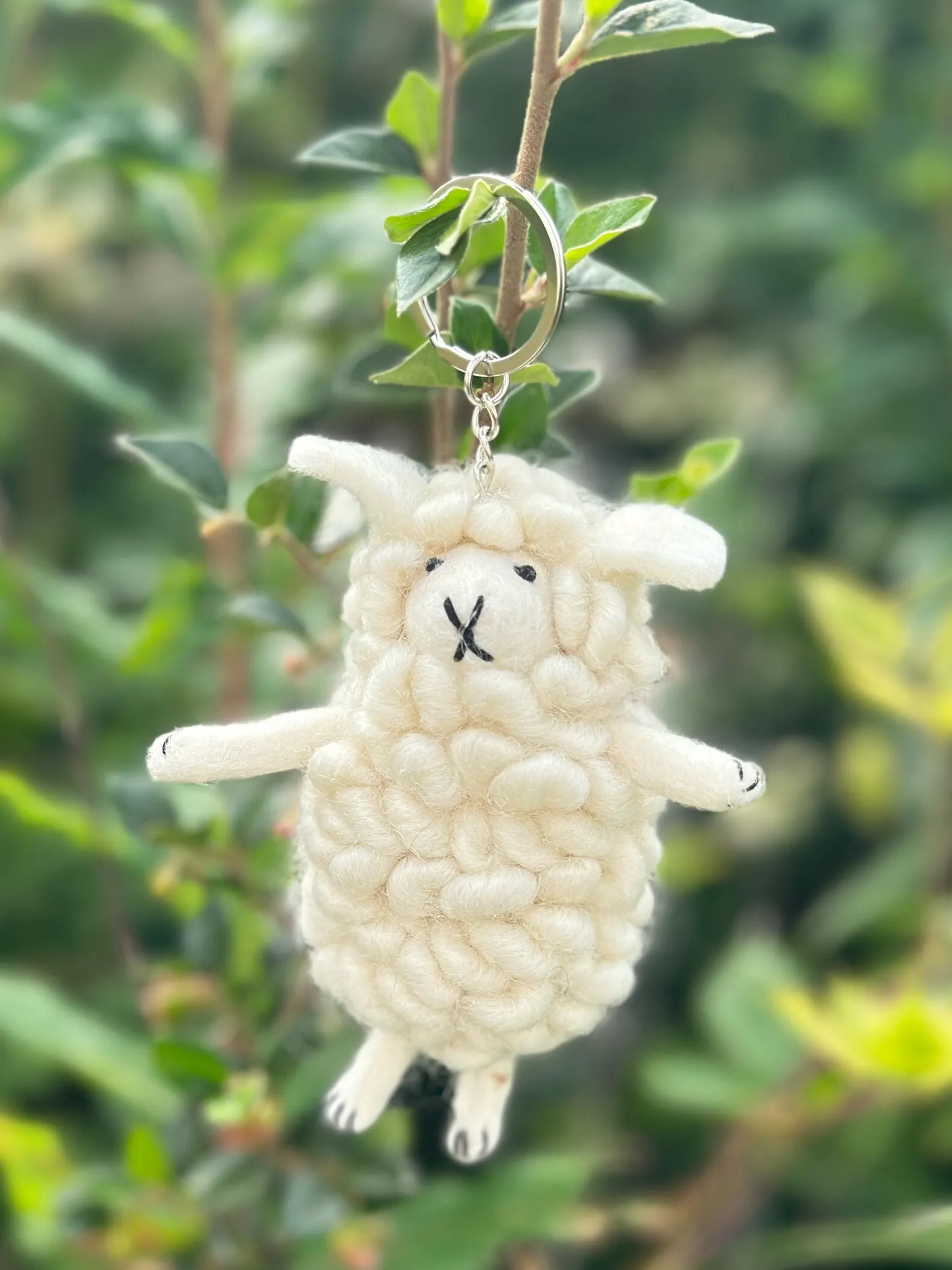 Needle Felted Sheep Keychain: Fair Trade Wool Ornament