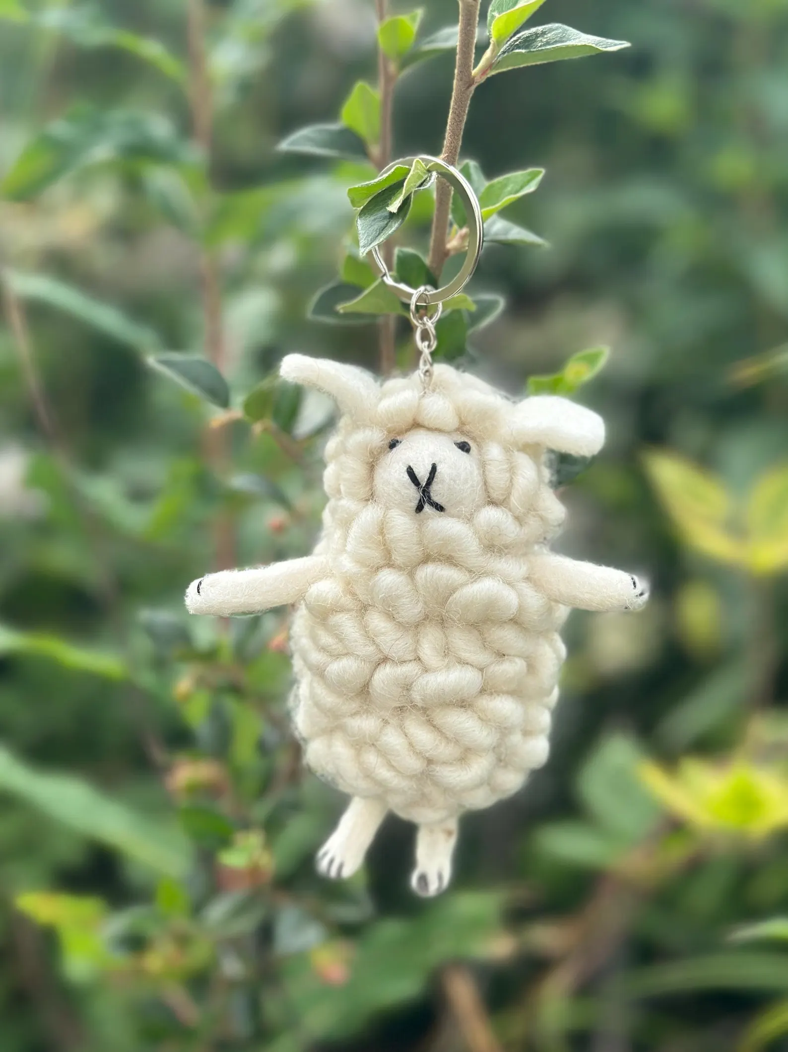 Needle Felted Sheep Keychain: Fair Trade Wool Ornament - Image 3