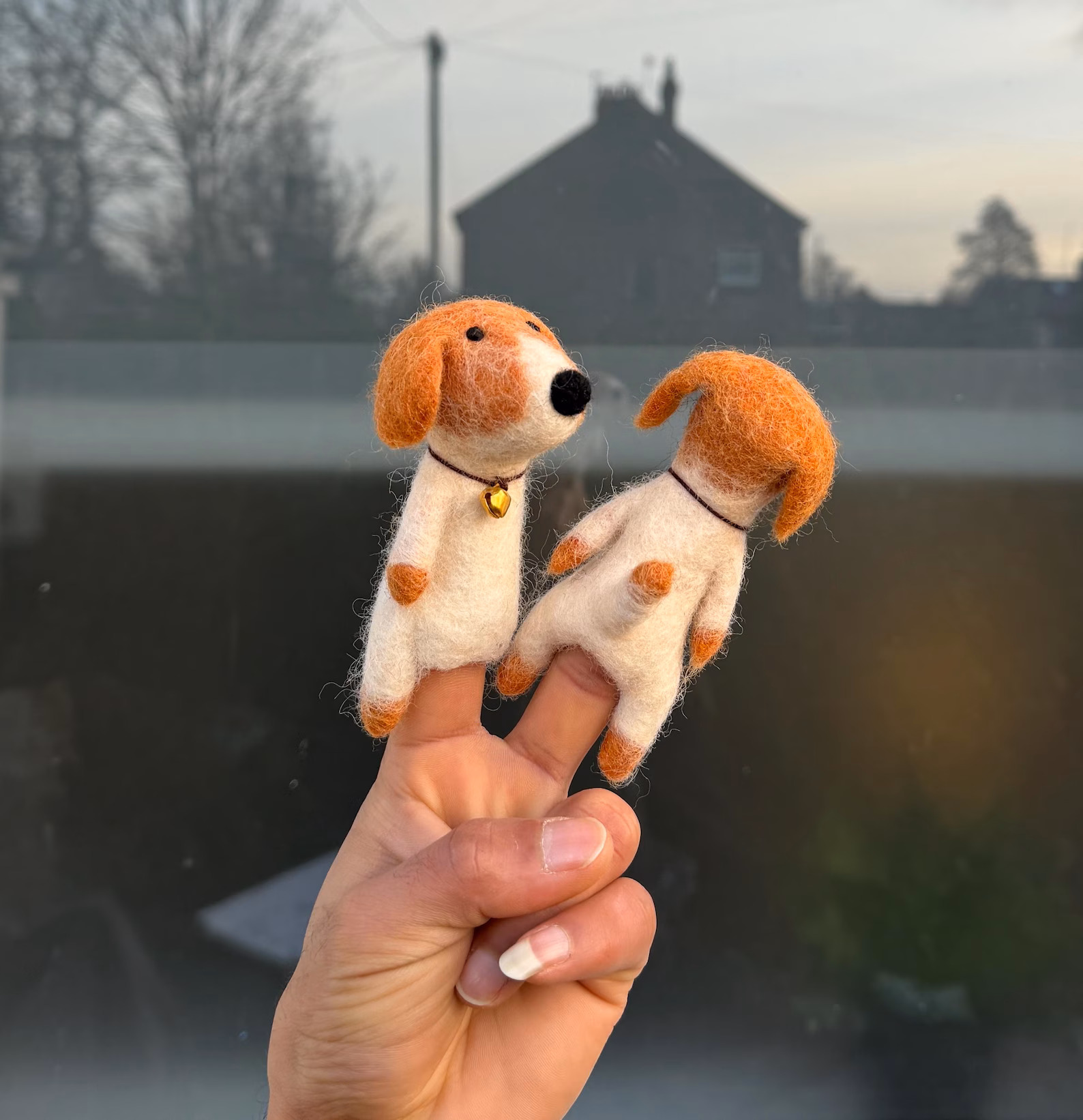 Needle Felt Dog Finger Puppet | Handmade Wool Storytelling Toy - Image 2