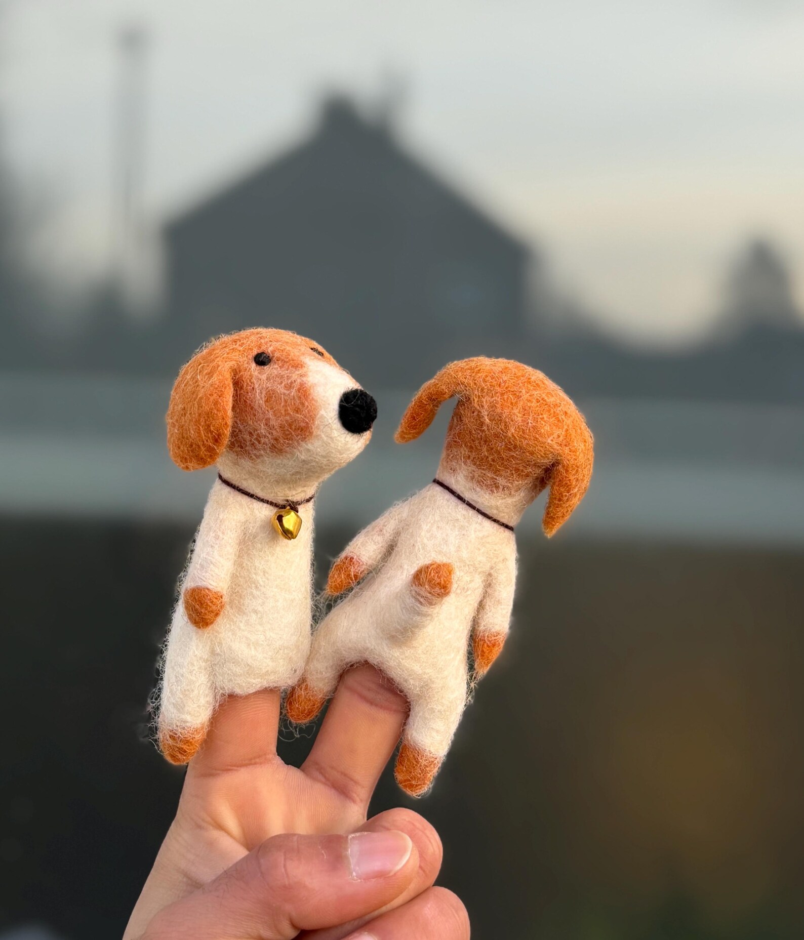 Needle Felt Dog Finger Puppet | Handmade Wool Storytelling Toy - Image 4