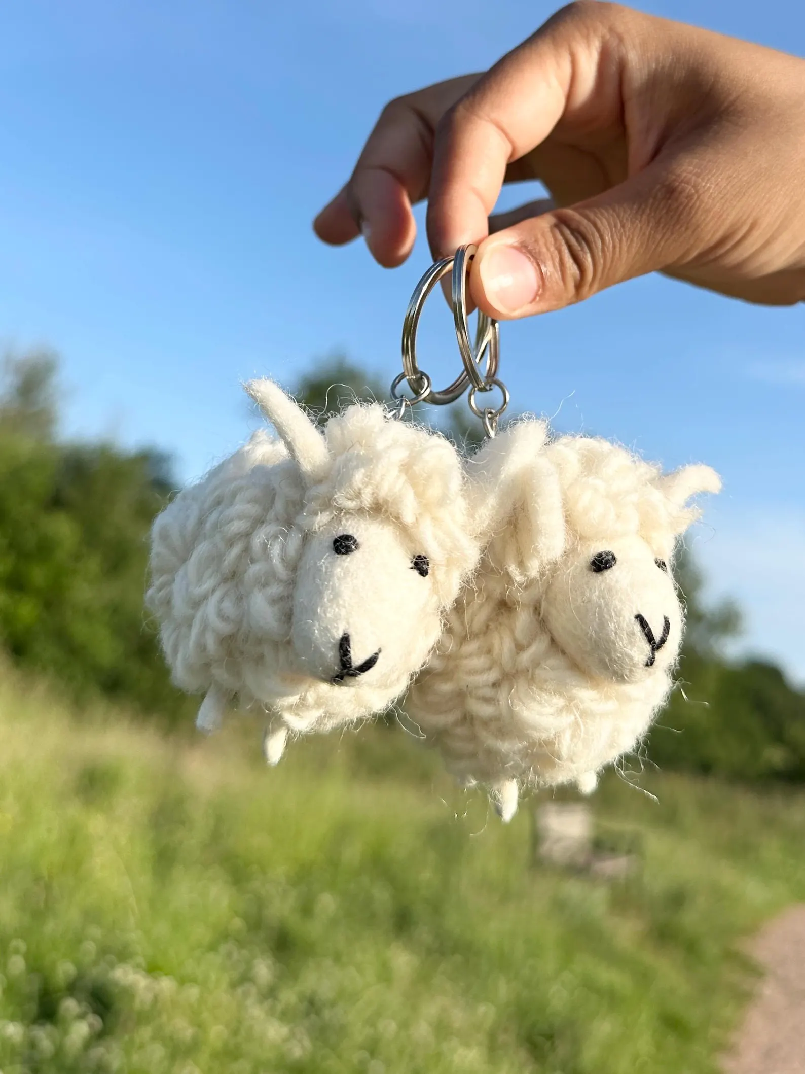 Needle Felted Sheep Keychain: Fair Trade Wool Ornament