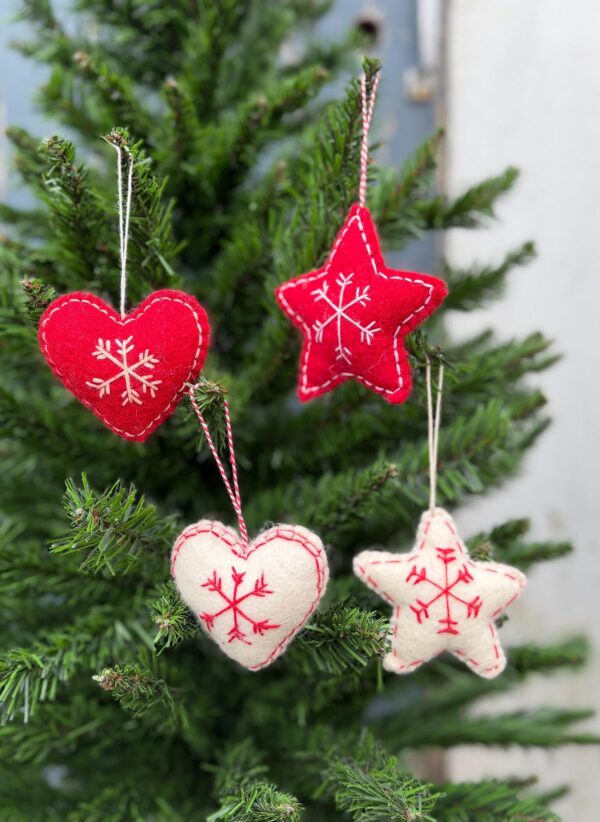 Felt Heart and Star Christmas Tree Ornament