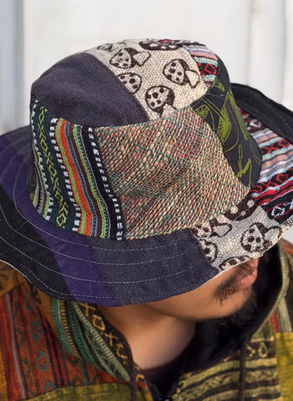 Patchwork hemp Hat | Eco friendly bohemian travel hat