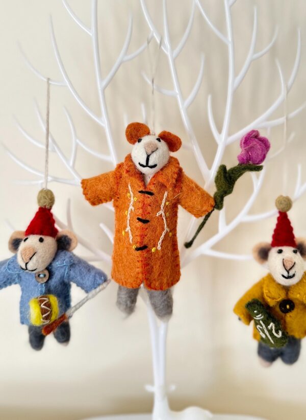 Needle Felted Mouse Christmas Ornament