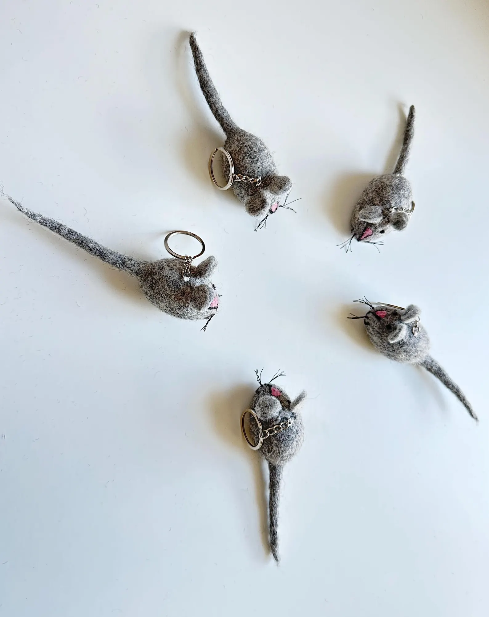 Handmade Felt Mouse Keychain: Fair Trade Wool Ornament