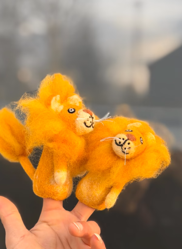 Handmade Wool Felt Lion Finger Puppet | Fair Trade Toy