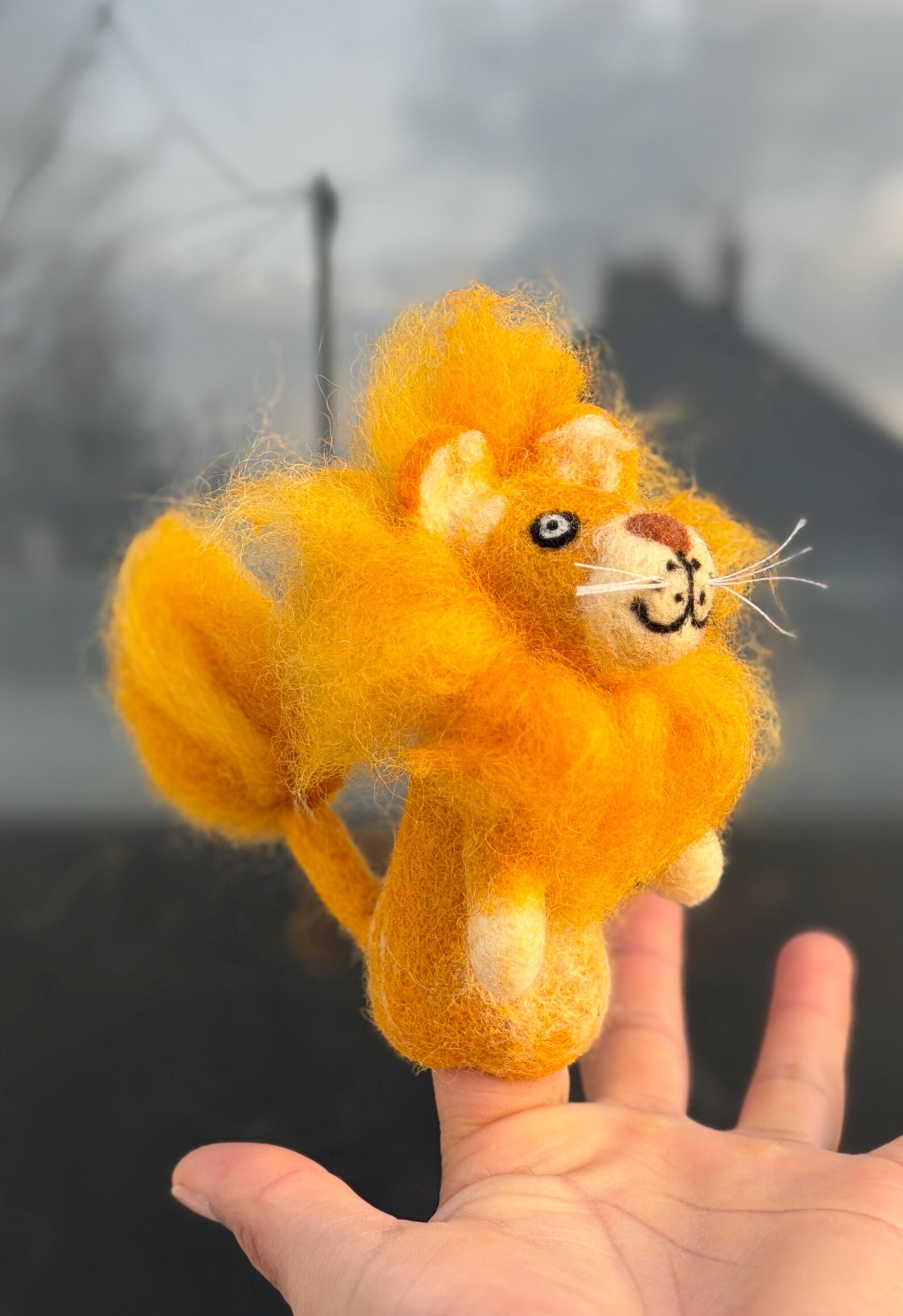 Handmade Wool Felt Lion Finger Puppet | Fair Trade Toy - Image 4