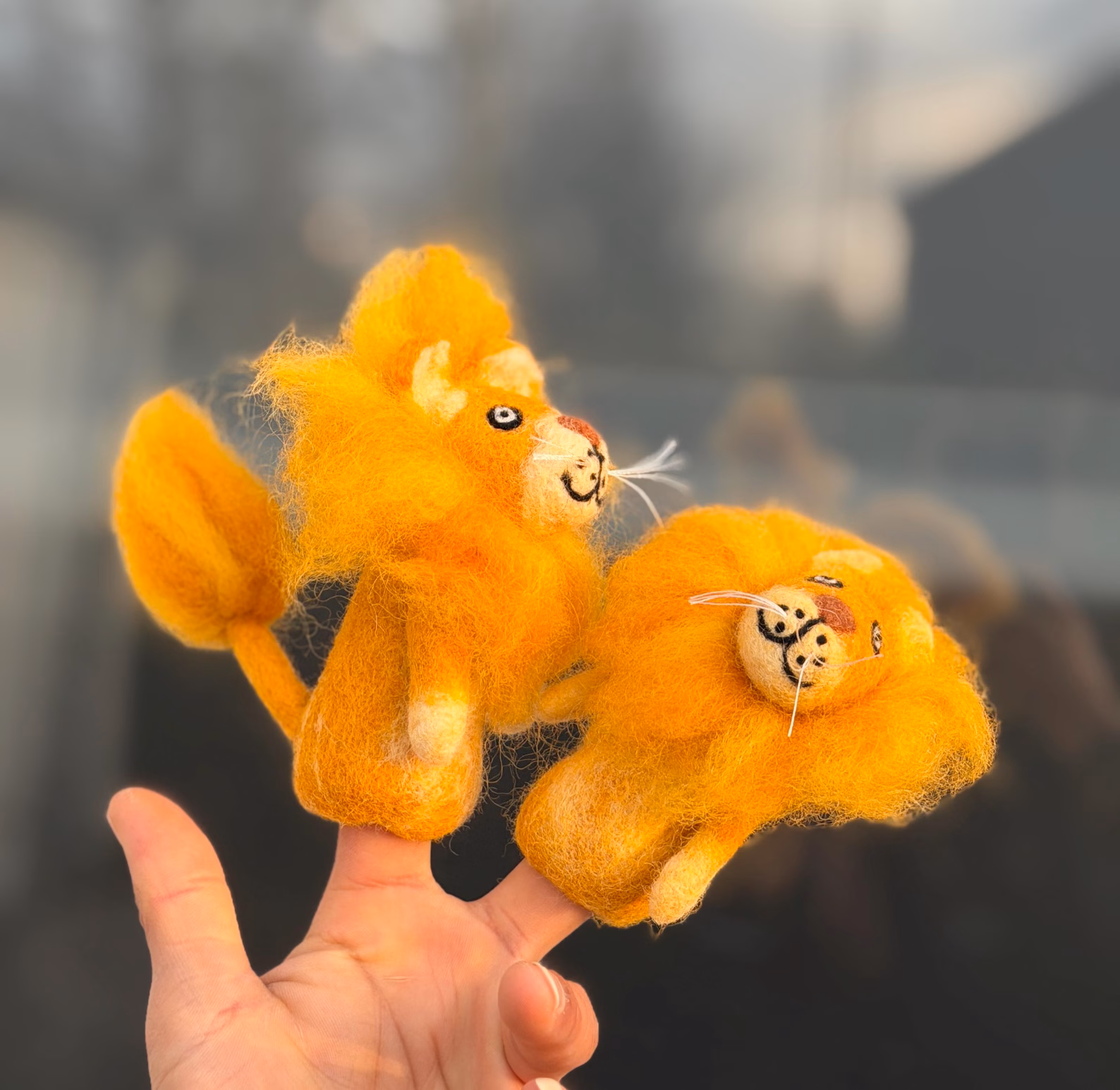 Handmade Wool Felt Lion Finger Puppet | Fair Trade Toy - Image 3