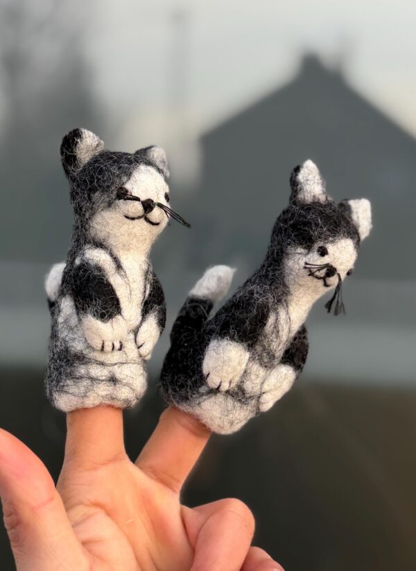 Handmade Felt Cat Finger Puppet | Storytelling Toy