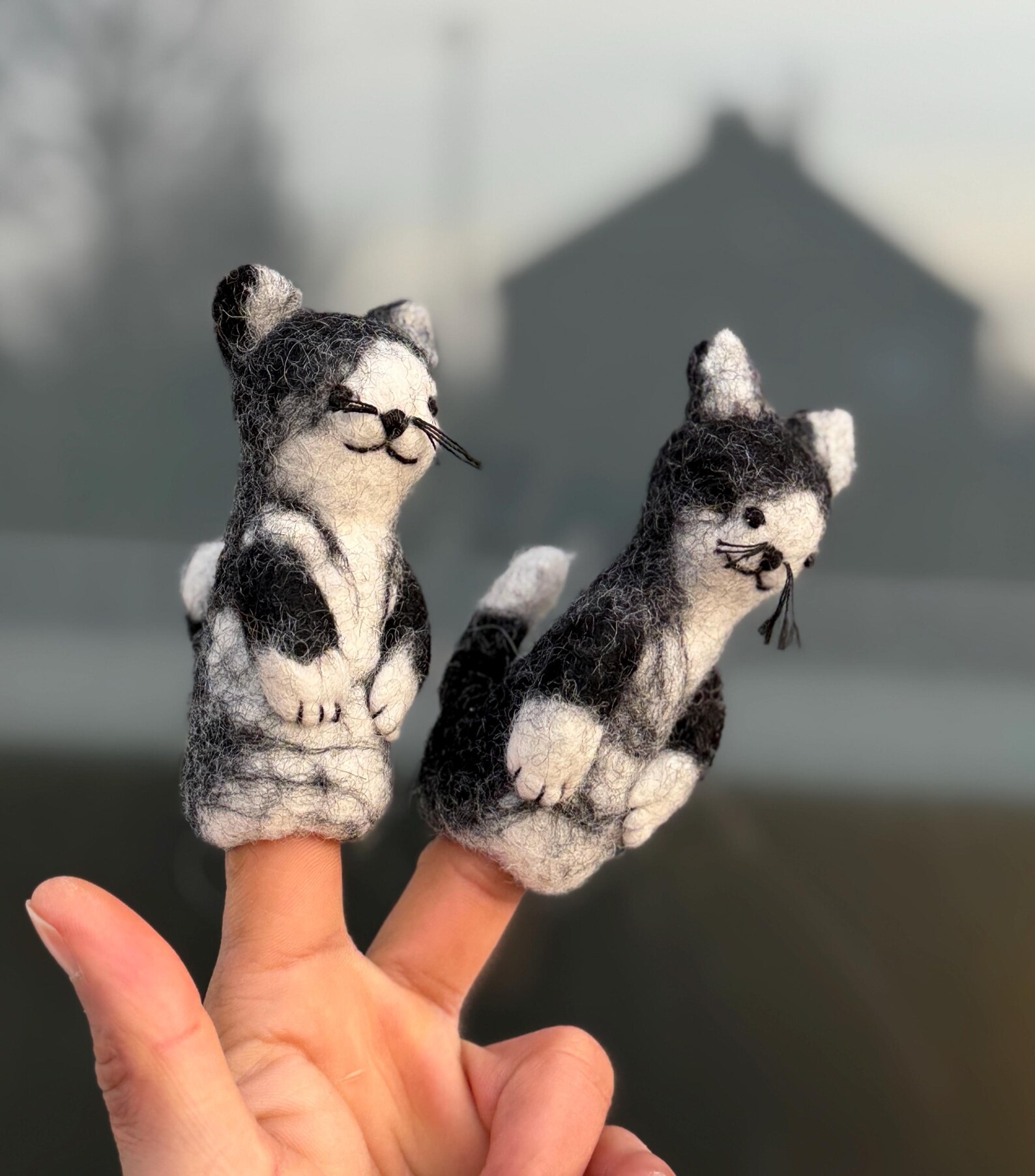Handmade Felt Cat Finger Puppet | Storytelling Toy