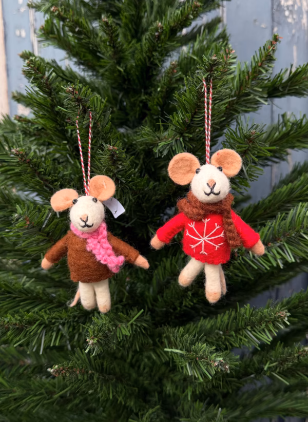 Needle Felted Christmas Mice Ornaments