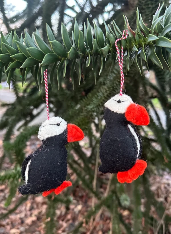 Handmade Needle Felted Puffin Christmas Ornament