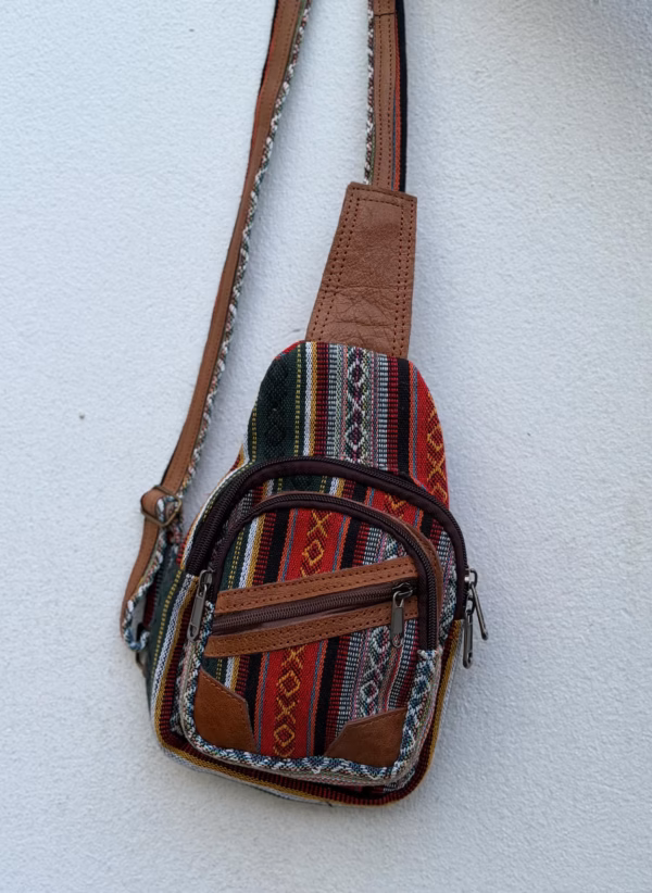 Himalayan hemp & Gheri crossbody sling bag | Unisex hippie travel bag