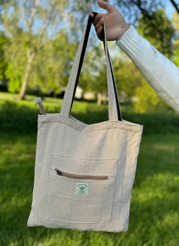 Handmade Hemp Gheri Tote Bag: Fair Trade Ethnic Shopping Bag