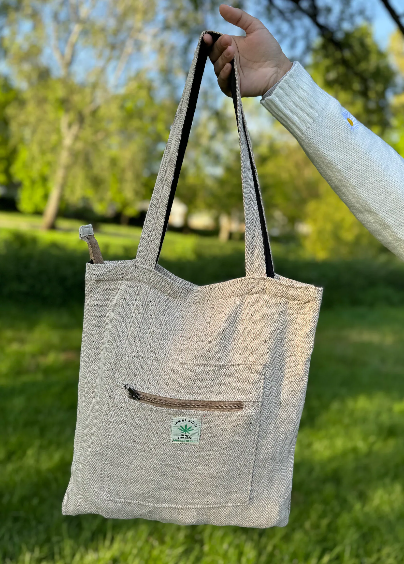 Handmade Hemp Gheri Tote Bag: Fair Trade Ethnic Shopping Bag