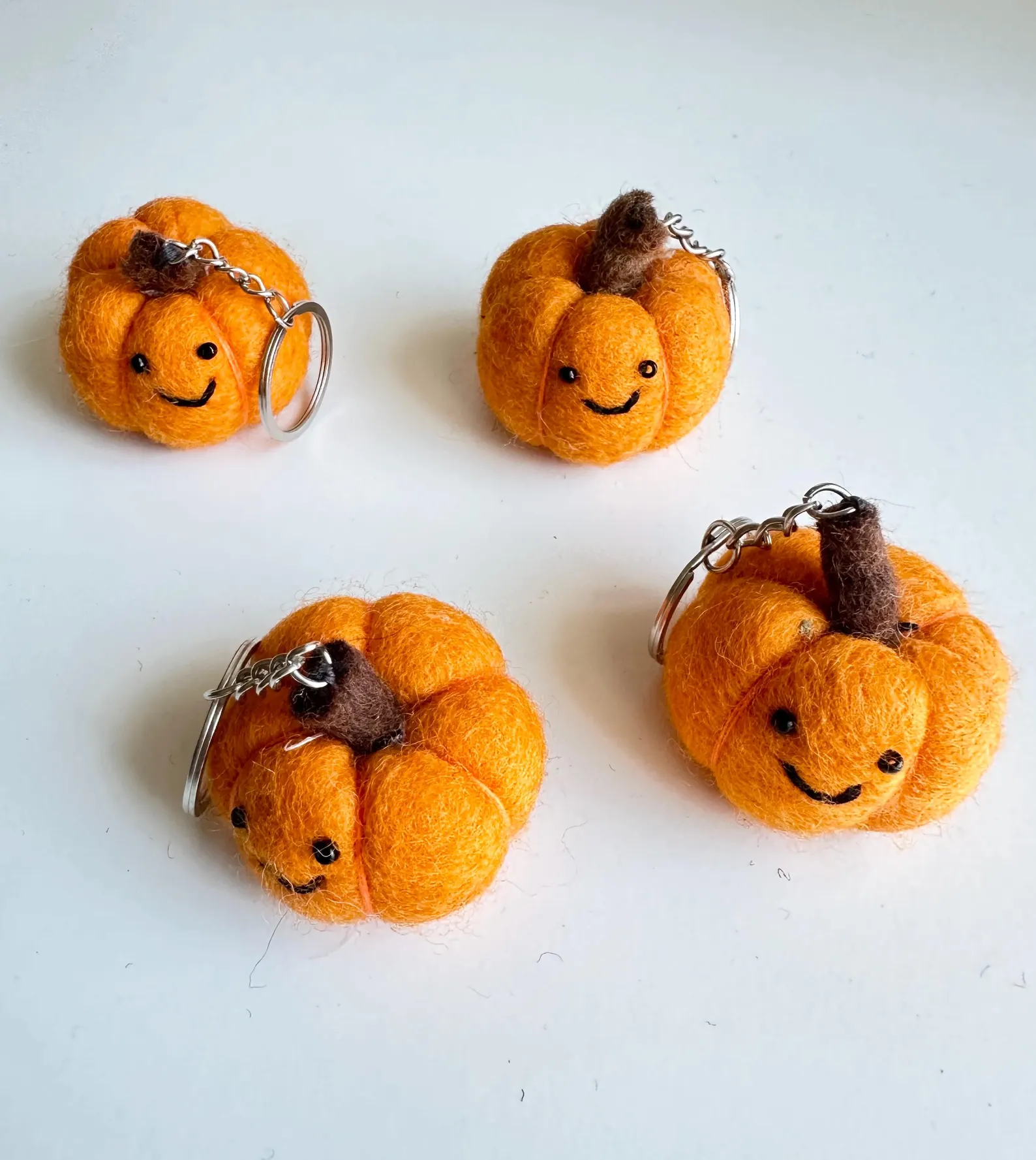Felt Pumpkin Keychain: Handmade Wool Ornament, Fair Trade Gift