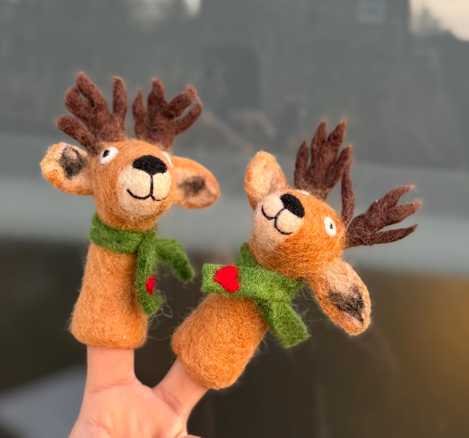 Handmade Felt Reindeer Finger Puppet | Fair Trade Wool Toy