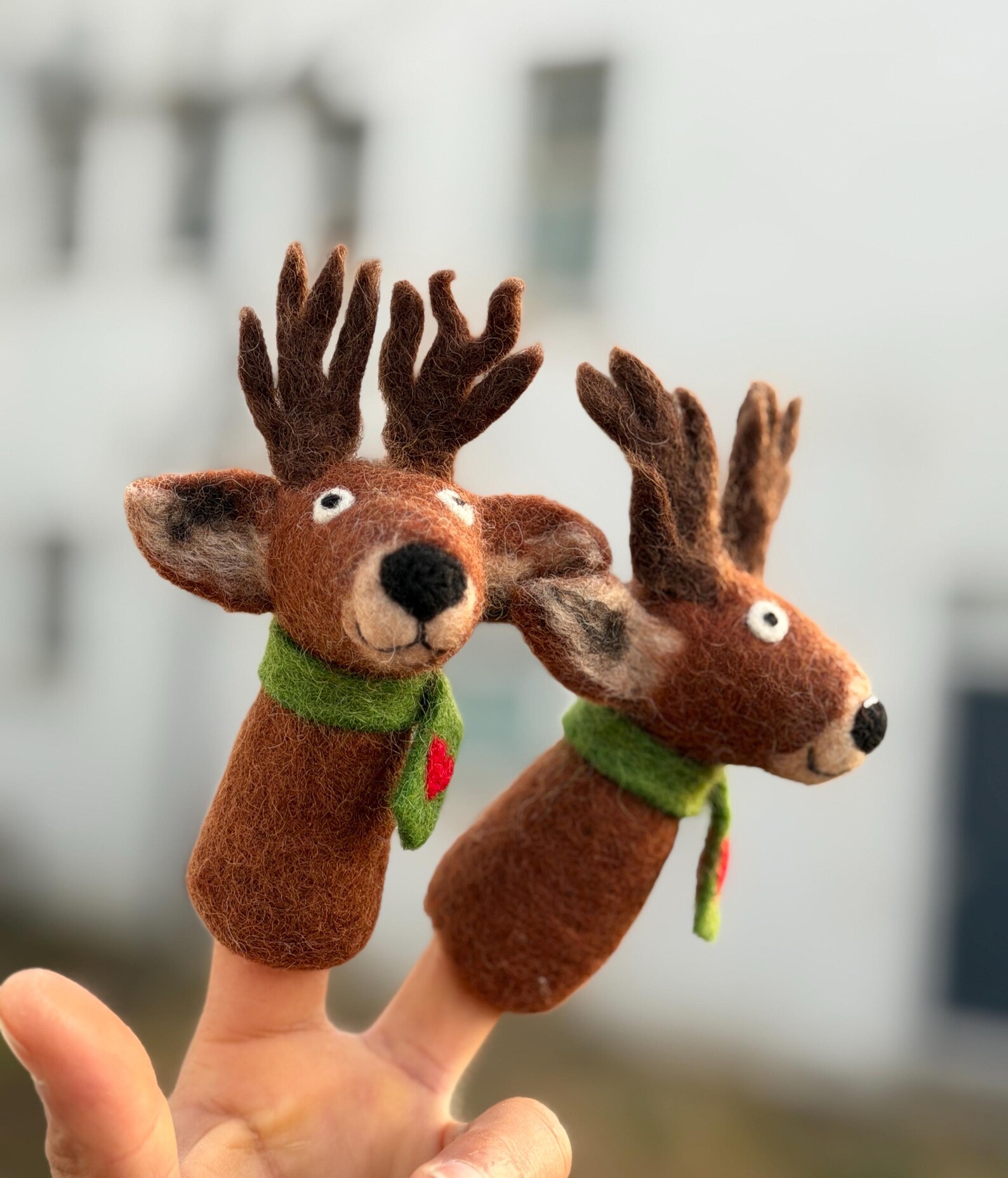 Handmade Wool Felt Reindeer Finger Puppet | Storytelling Toy - Image 5
